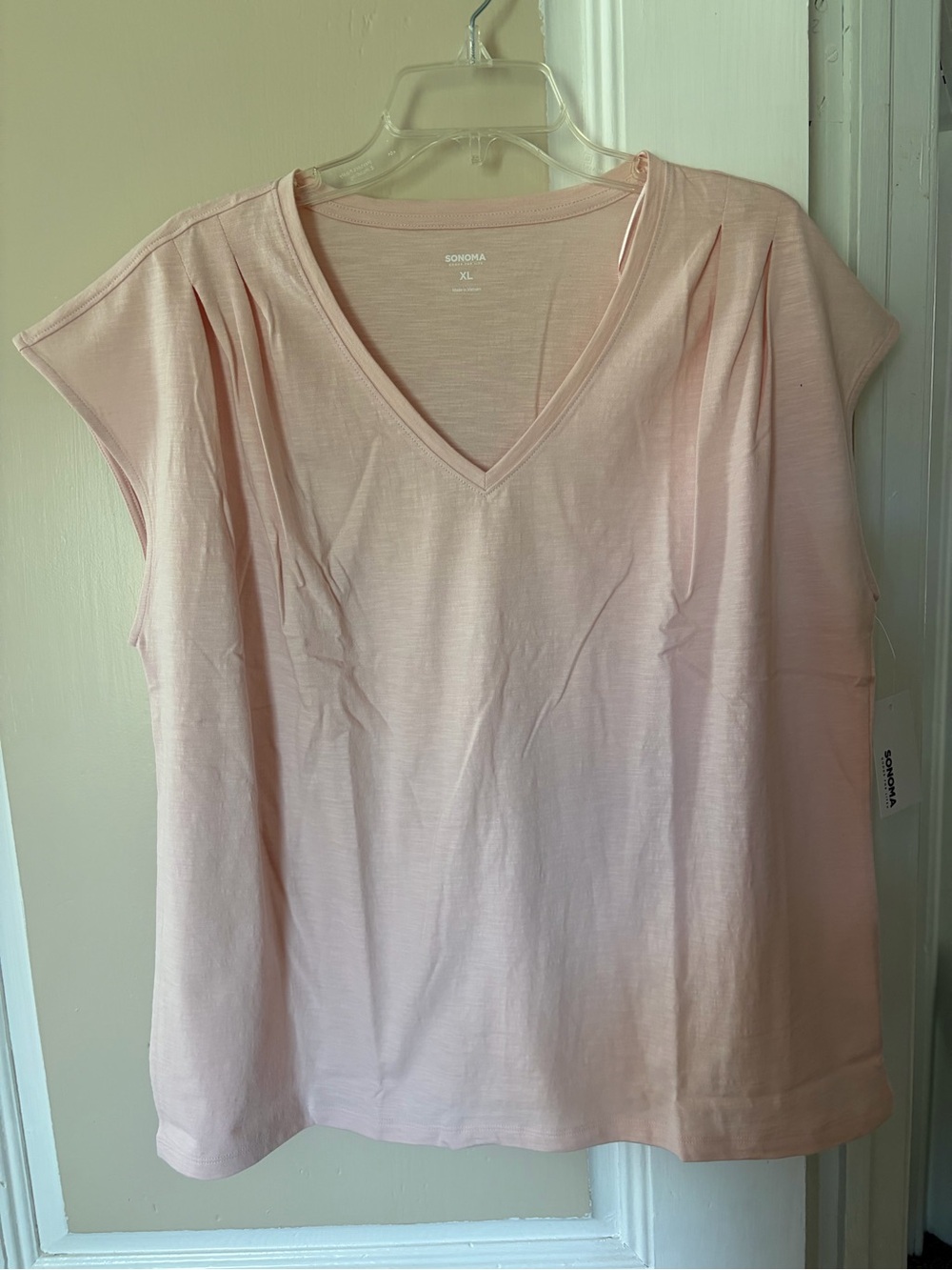 Sonoma Pale Pink V-Neck Cap Sleeve Top
